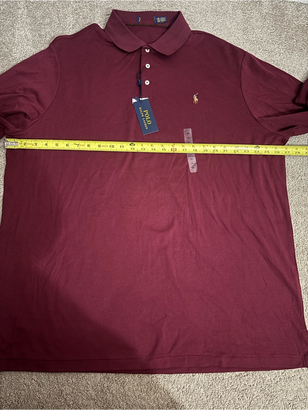 Polo Ralph Lauren Men's Long-Sleeve Polo Shirt - Burgundy Size 2XL - Picture 11 of 13